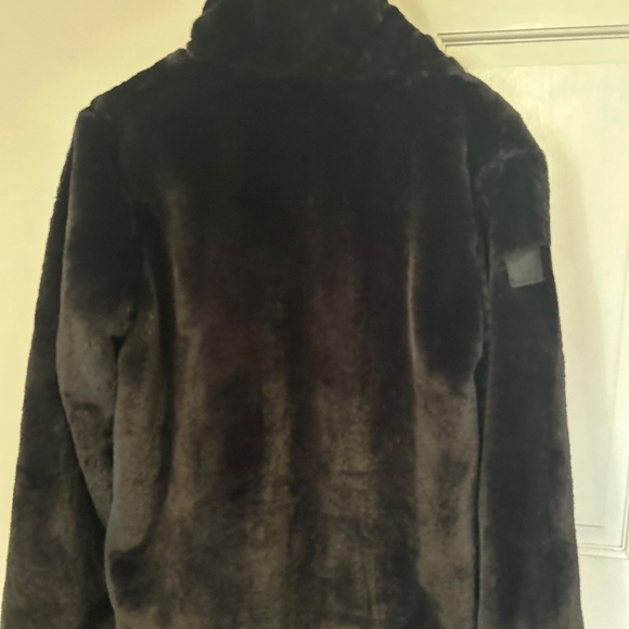 SAM Denver Black Faux Fur Moto Bomber Jacket women's large - Picture 3 of 8